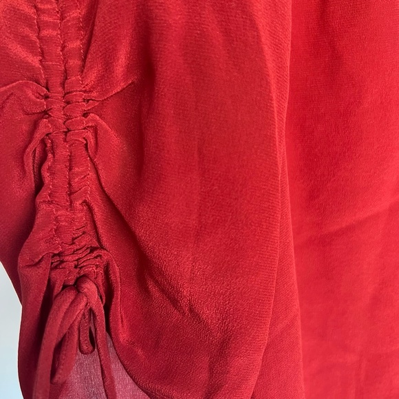 Madewell Silk Cinch-Sleeve Top in Rust - Picture 9 of 10